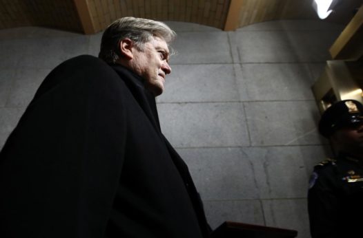 Senior Counselor to the President Steven Bannon arrives at the U.S. Capitol on Jan. 20, 2017 for Donald Trump's inauguration. This weekend, he was appointed to the National Security Council. | Win McNamee / AP