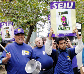 Security officers march for a living wage