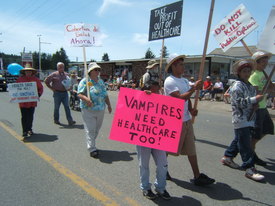 July 4th demonstrator’s cry: Health care now!