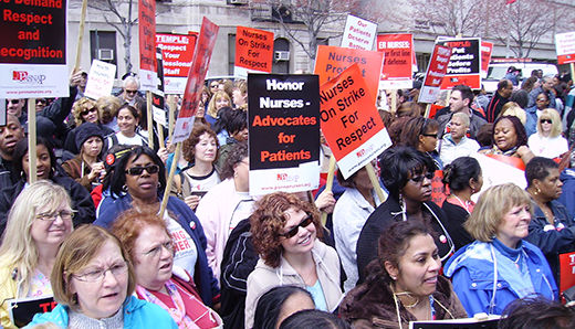 Temple health care workers strike for dignity, patient care