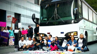 Undocumented activists block another deportation bus