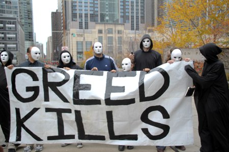 Protests rock Chicago bankers conference