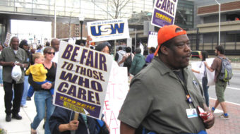 Baltimore hospital workers strike for low-paid workers