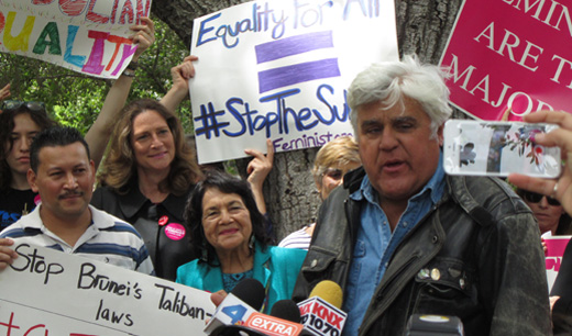 “Kill-A-Gay and Flog-A-Woman” laws protested at Beverly Hills hotel