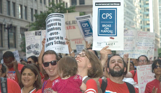 Teachers angry over stalled talks take downtown Chicago