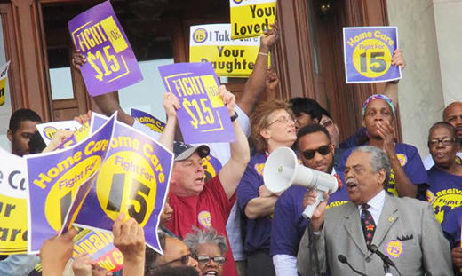 Low wage workers rally at Connecticut state capitol