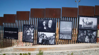 “In the Fields of the North” photos on the border wall