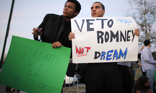 DREAM Act supporters speak out at Romney victory rally (with video)