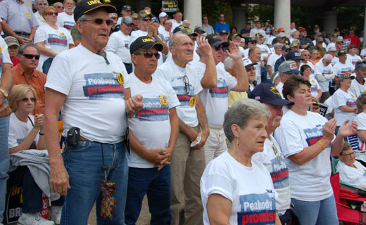 Miners encircle Peabody coal company’s headquarters