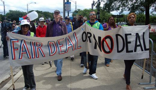 Labor Day protestors demand jobs and fair trade deals