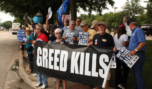 Texans rally against ALEC, the right-wing stink tank