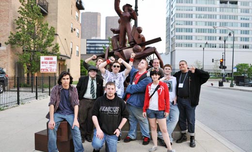 “Red School Bus” stops in Chicago