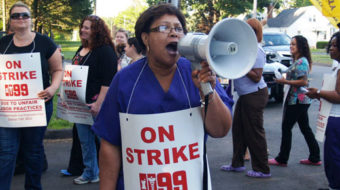 Conn. governor joins locked out workers at HealthBridge