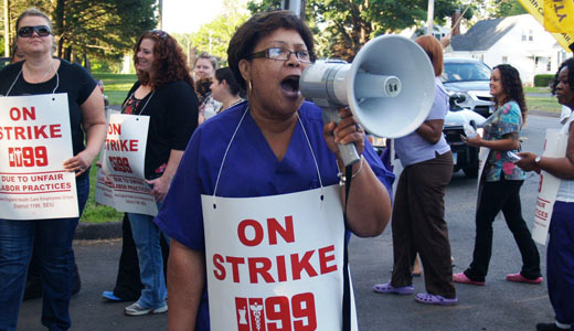 Conn. governor joins locked out workers at HealthBridge