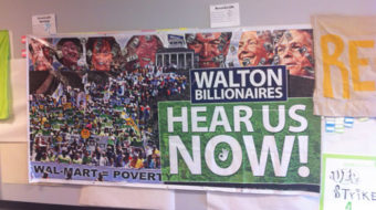 Union BBQs for strikers on way to Walmart shareholders meet
