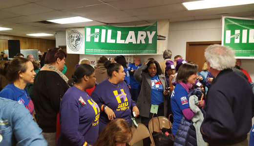 Iowa public employee unions rally for Clinton