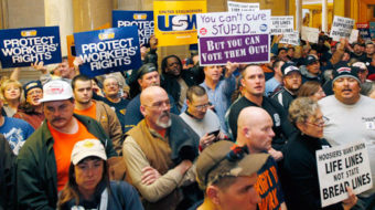 Indiana GOP ramming “right to work” but battle continues