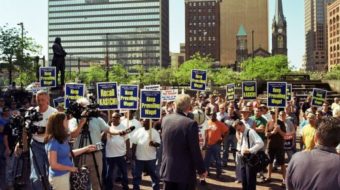 Ohioans rally for jobs, rights, Boehner locks them out
