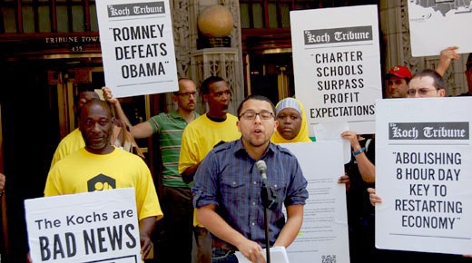 Chicago joins 12-city protest against Koch Tribune grab