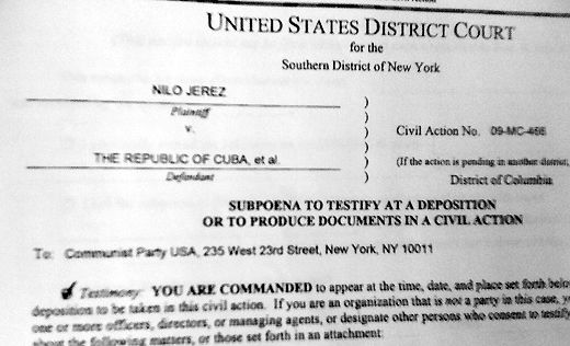 U.S. Communist Party challenges anti-Cuba lawsuit