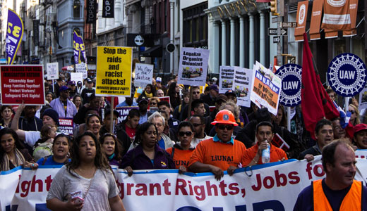 30,000 march down Broadway in New York May Day event