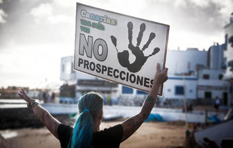 Activists protest oil drilling in Canary Islands