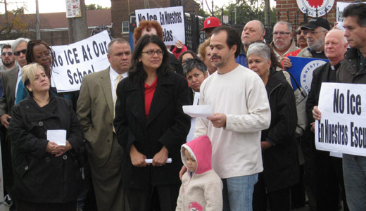 Rally protests immigration raids at Detroit schools