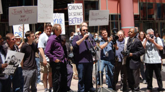 Crowd honors photographers tossed out by the Sun Times