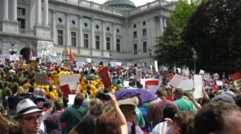 “Cuts are nuts”: Thousands rally at Pa. Capitol