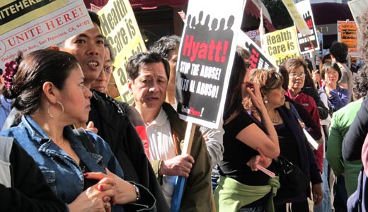 Picket lines in 9 cities slam Hyatt