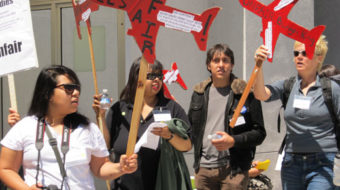 Airport workers picket for right to organize