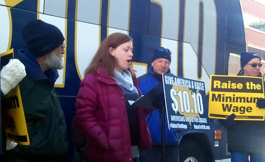 “America Needs A Raise” bus rolls into Maine