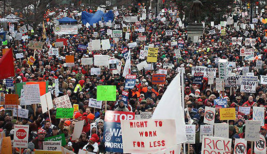 Michigan unions battle private sector right to work law