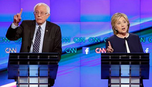 Democratic presidential hopefuls, in contrast to GOP candidates, push progressive agenda