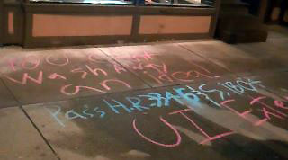 Sidewalk “chalk” protest for unemployment benefits becomes a crime