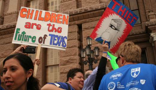 Teachers roar: We didn’t cause the budget crisis!