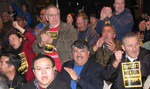 Hotel workers sit in, proclaim San Francisco Hilton boycott