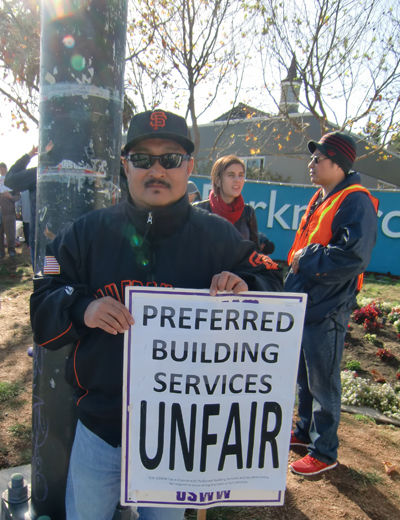 Workers and their union, SEIU, fight for housing at “pop-up” Thanksgiving