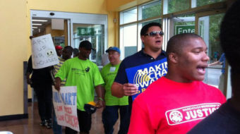 Striking warehouse workers take over Chicago Walmart