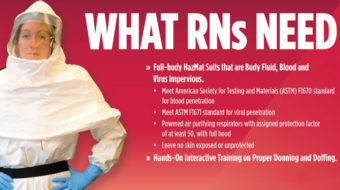 NNU leader: U.S. hospitals won’t protect workers vs. Ebola unless feds order it