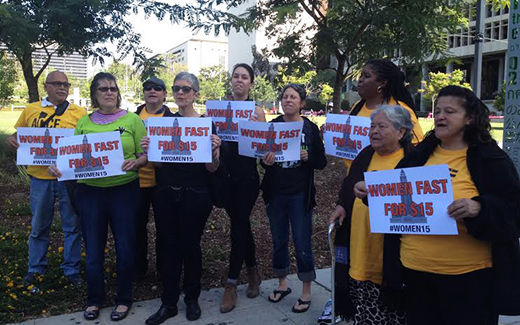 LA women on hunger strike for $15 at mayor’s door