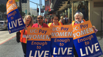 Teamster women take over Hollywood to demand equal pay from University of California