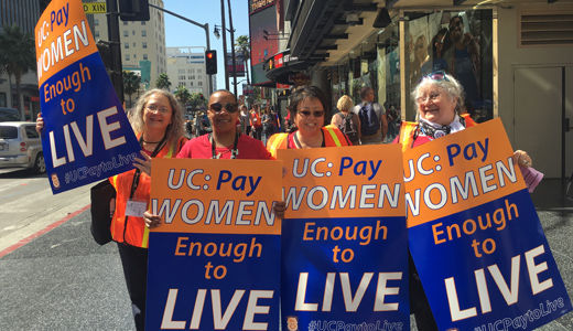 Teamster women take over Hollywood to demand equal pay from University of California
