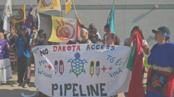 Native demonstration against pipeline held at law offices in Bismarck