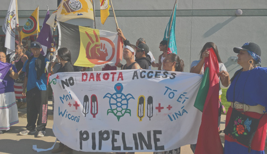 Native demonstration against pipeline held at law offices in Bismarck