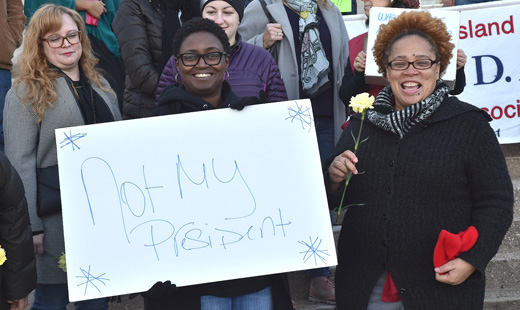 Tammy Greer Brown (r), education chair of the Staten Island chapter of the NAACP.