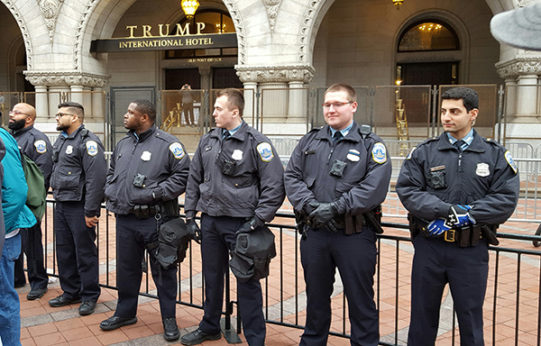 D.C. police reluctantly guard Trump’s hotel during Women’s March. | Larry Rubin/PW