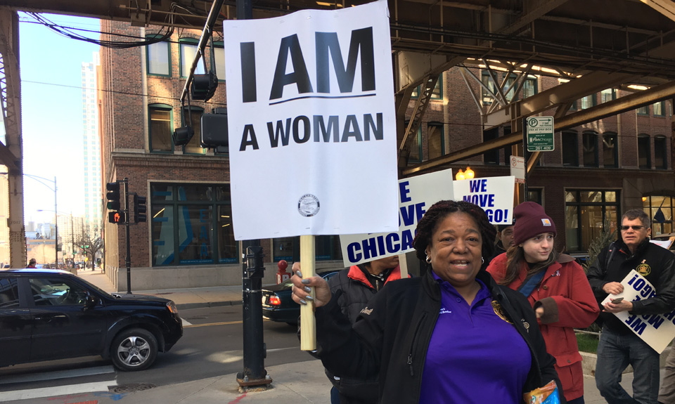 Chicago’s women bus drivers protest filthy, unsafe port-a-potties