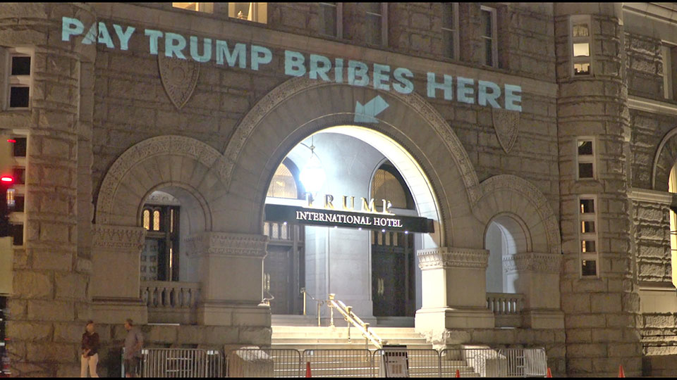 Trump hotels: “Pay Trump Bribes Here!”