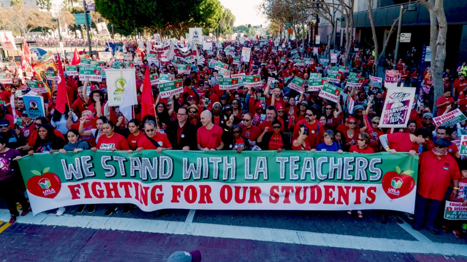 Overcrowded classrooms, privatization schemes force LA teachers to strike